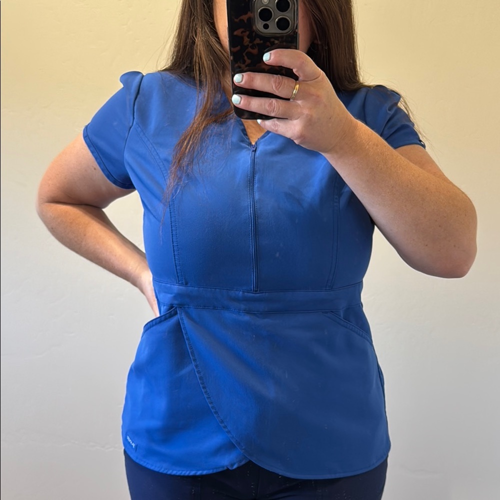 Women's Blue Scrub Top